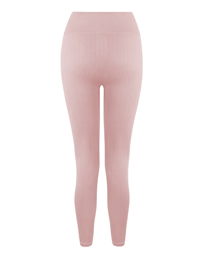 flat ribbed nourish leggings in blush - supportive compression leggings - prism2 london | Image 3