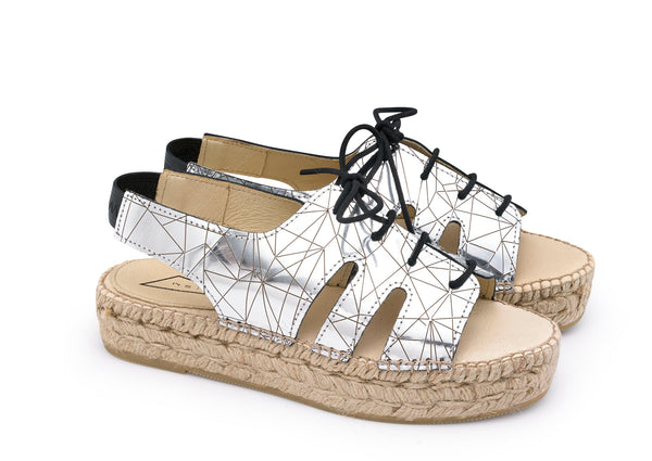 PALAWAN Platform Sandals | Silver Mirror Leather
