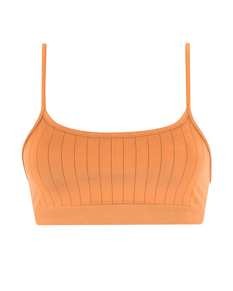 FLAT RIBBED SINCERE Bikini Bra Top | Apricot | Image 1