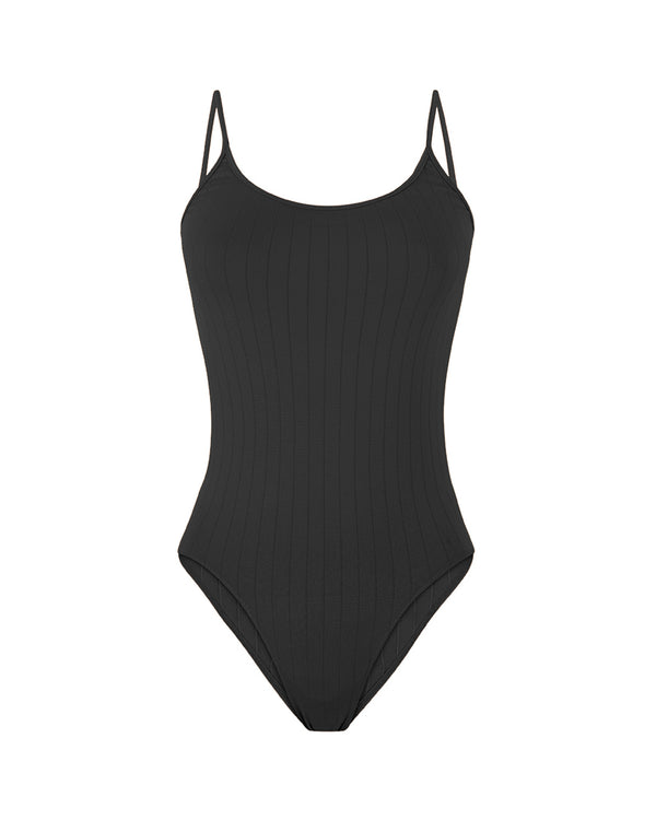 FLAT RIBBED GLORIOUS Body Swimsuit | Black | Image 1