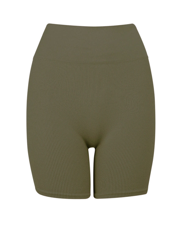 RIBBED COMPOSED - Shorts - Olive
