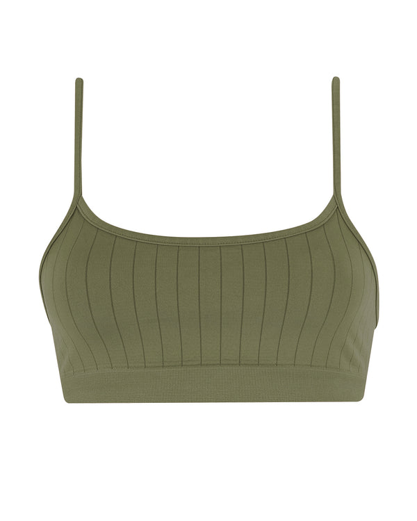 FLAT RIBBED SINCERE Bra Top | Olive
