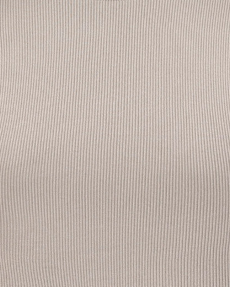 EVOKE Ribbed Long-Sleeve Crop Top | Taupe