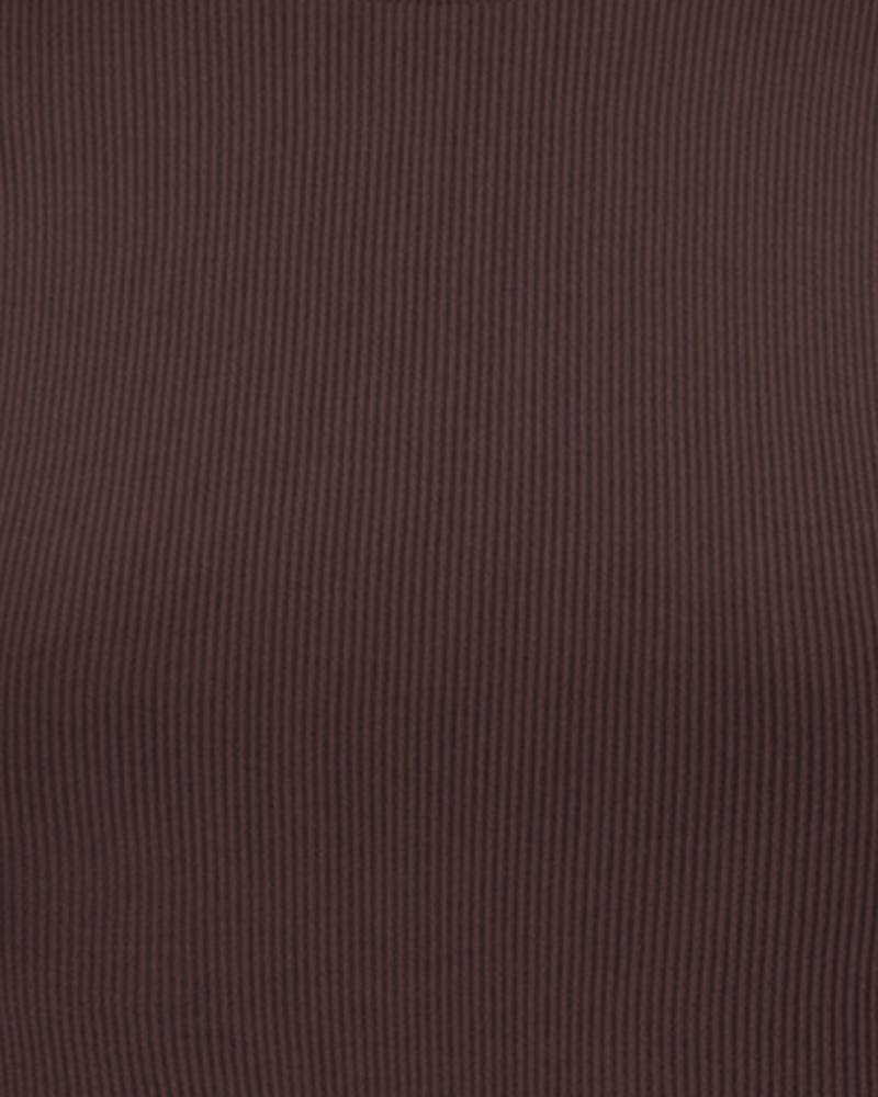EVOKE Ribbed Long-Sleeve Crop Top | Chocolate Brown