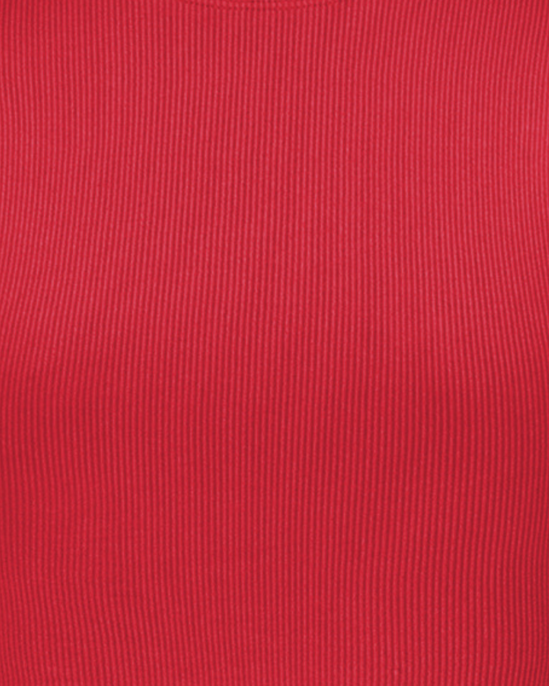 EVOKE Ribbed Long-Sleeve Crop Top | Cerise