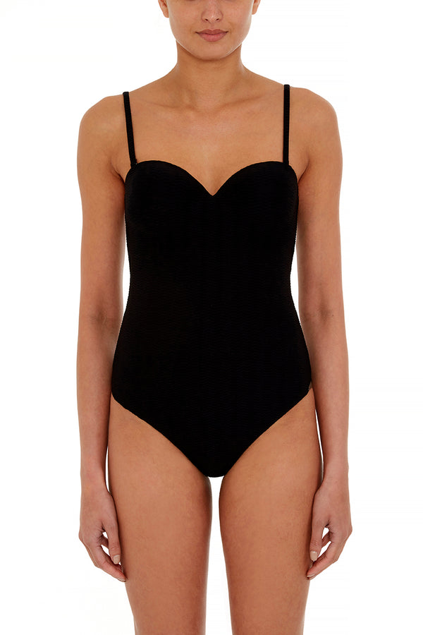CHATEAU One-Piece Swimsuit | Black Waves | Image 2