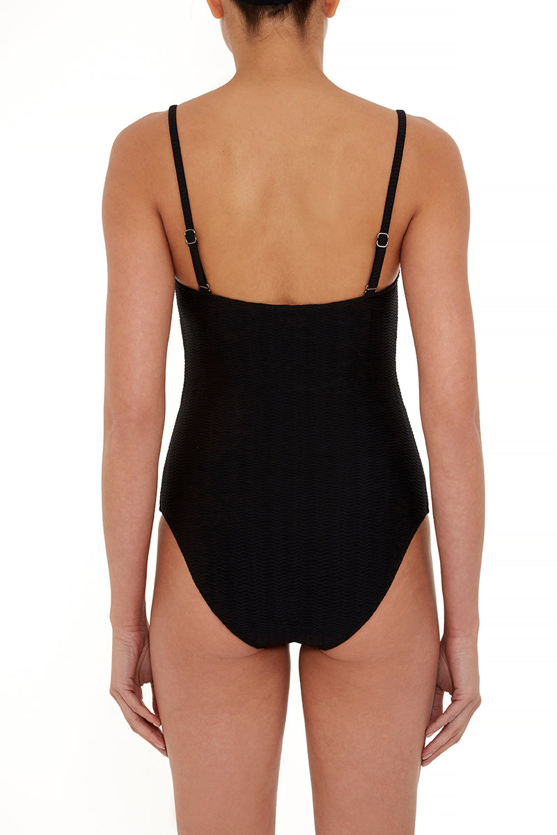 CHATEAU One-Piece Swimsuit | Black Waves | Image 3