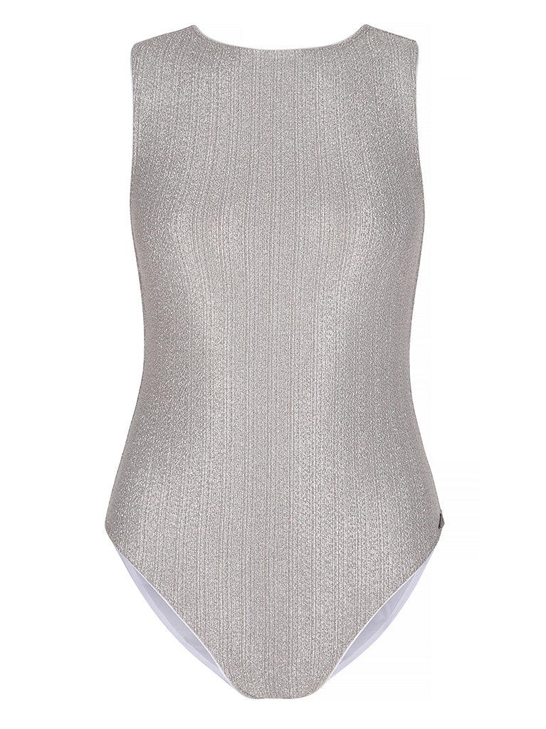 SAMAR One-Piece Swimsuit | Silver Lurex | Image 2