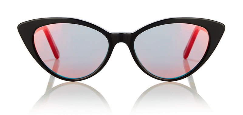 ACCRA - Black. A modern elegant take on the classic cat-eye with rounded edges and elongated tips. Lightweight medium to small sized style, suitable for all face shapes.