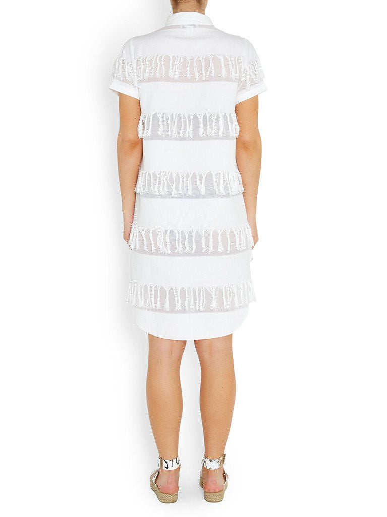 NEGRIL Shirt Dress | White Fringe | Image 3