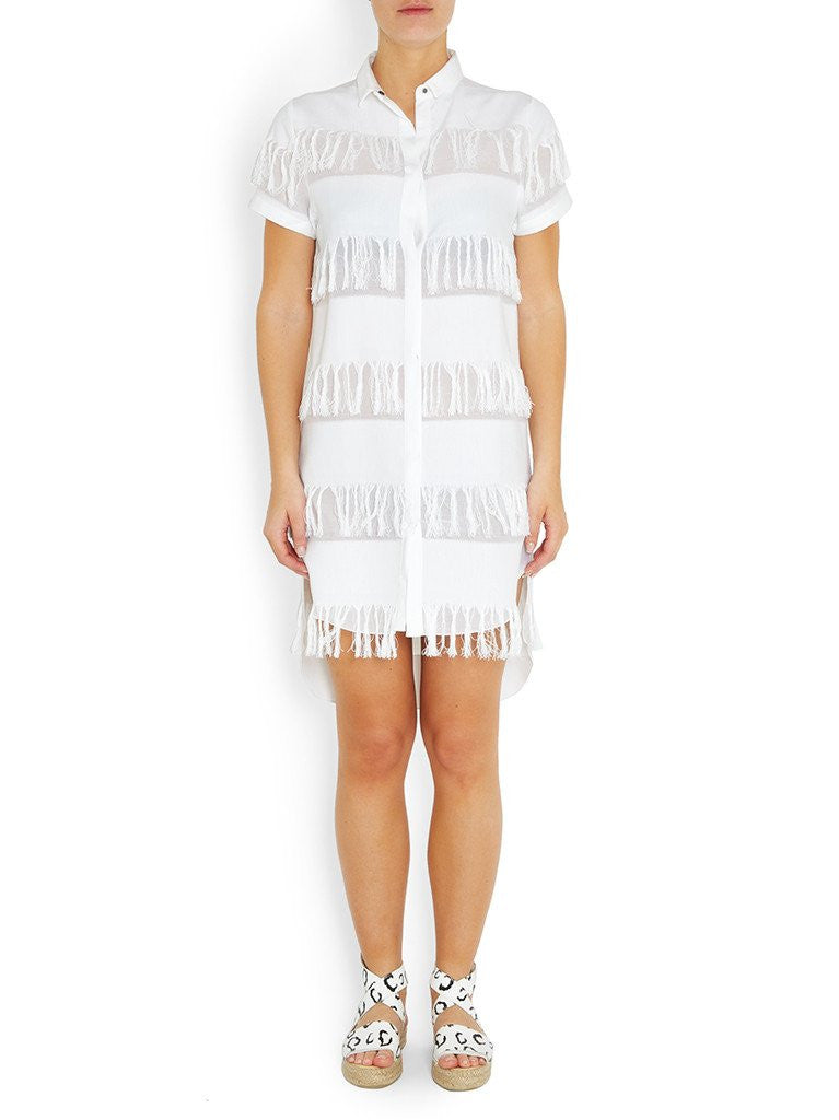NEGRIL Shirt Dress | White Fringe | Image 2