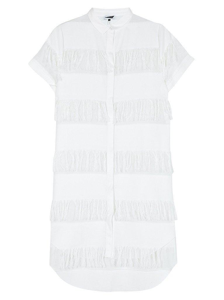NEGRIL Shirt Dress | White Fringe | Image 1