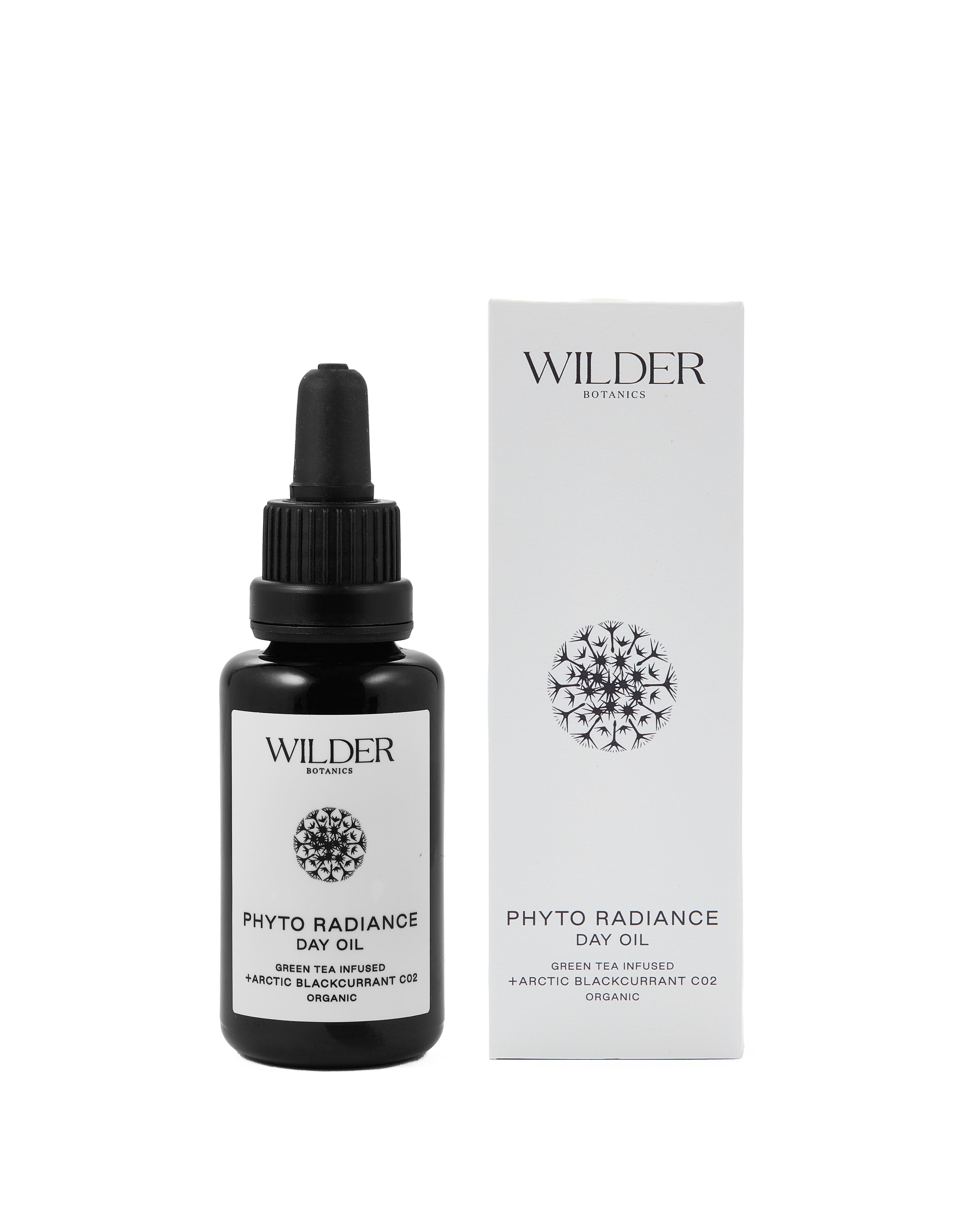 Wilder Botanics Day Oil - Green Tea infused oil with Arctic Blackcurrant C02. rich in beta carotene, vitamins B, C, D & K and is high in protective antioxidants which naturally firms tired looking skin, brightens and balances all skin types for all day hydration. 2