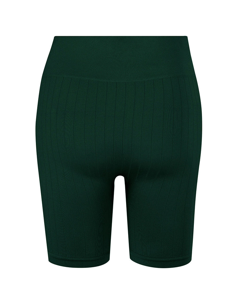 FLUID - Flat Ribbed Shorts - Dark Green