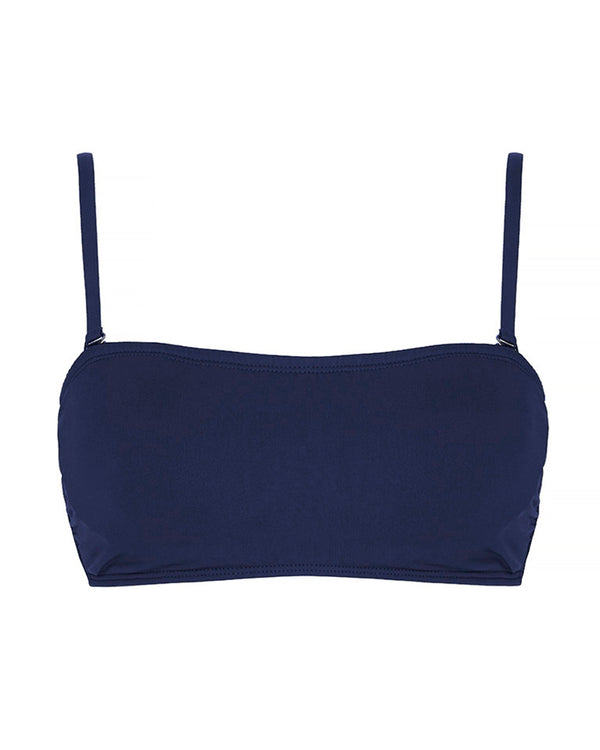 HOSSEGOR -Navy. This sporty bikini top is flatteringf or all cup sizes, and is especially good for much larger cup sizes due to the discreet underwriting and soft cups for added support. 