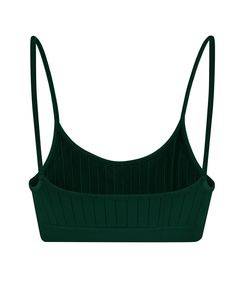 flat ribbed sincere soft bra top in dark green