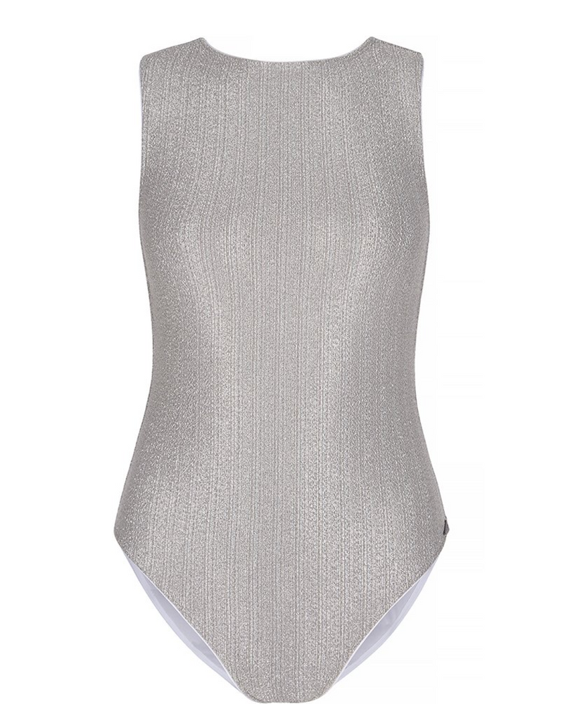 SAMAR One-Piece Swimsuit | Silver Lurex | Image 1