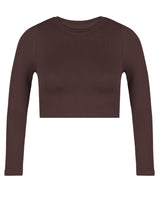EVOKE Ribbed Long Sleeved Top | Chocolate Brown