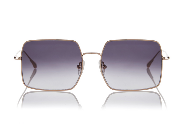 MONTREAL - Rose Gold. A contemporary interpretation of a graphic oversized style, featuring softly squared edges. Lightweight stainless steel frames are finished in pink gold. They feature adjustable stylish titanium pink-gold nose pads, for comfortability.