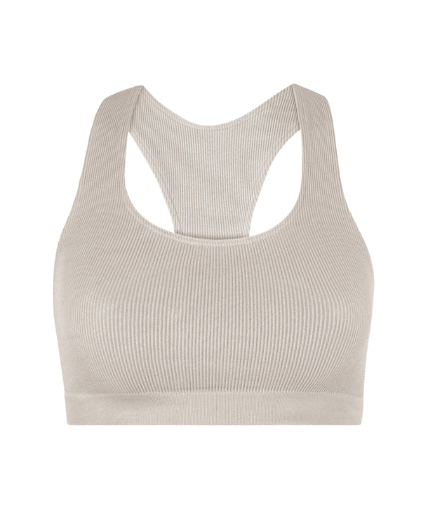 RIBBED ELATED - Bra Top - Taupe