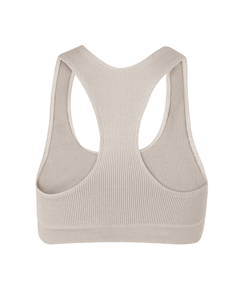 RIBBED ELATED Bra Top | Taupe