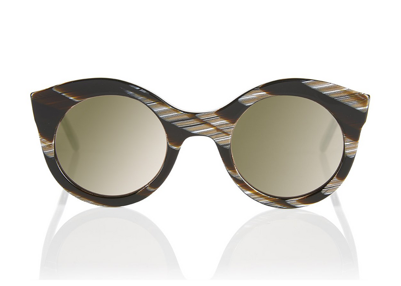SAVANNAH Sunglasses | Black Horn with Mirror Lens