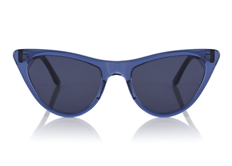 ST LOUIS - Dark Blue. Modern take on 50s cat-eye classic. Suitable for a more narrow face w/ their soft tips and rounded edges. Available in sunglasses and opticals.