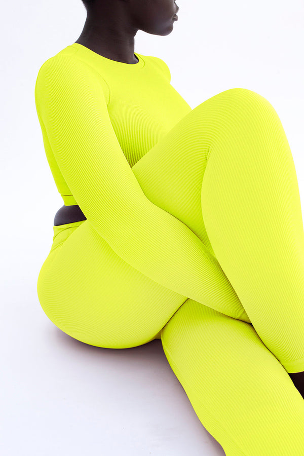 AWAKEN Ribbed Leggings | Neon yellow