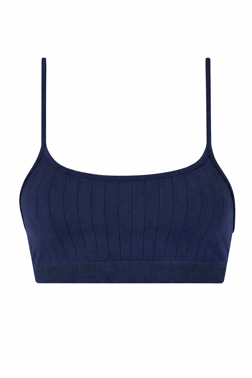 SINCERE Flat Ribbed Bra Top in Eclipse | Supportive Bralette | Workout ...