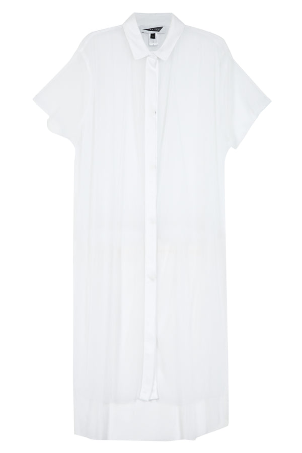 SURIGAO Shirt Dress | White Plisse - Front Shot