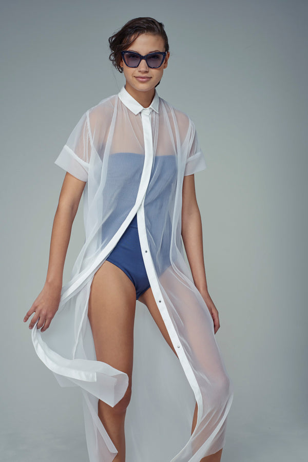SURIGAO Shirt Dress | White Plisse