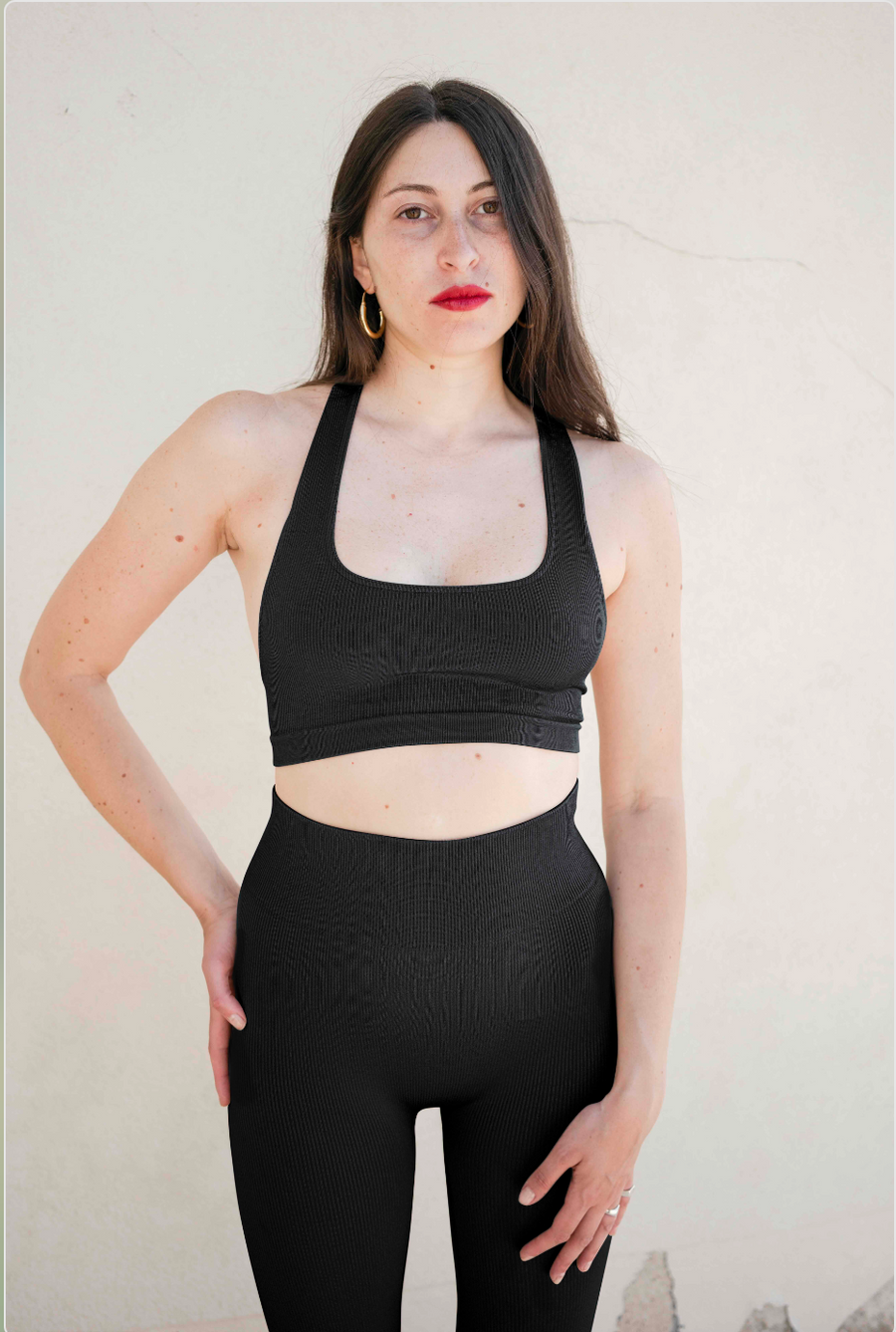 AWAKEN 7/8 ribbed Leggings in Black | High-Waisted Compression