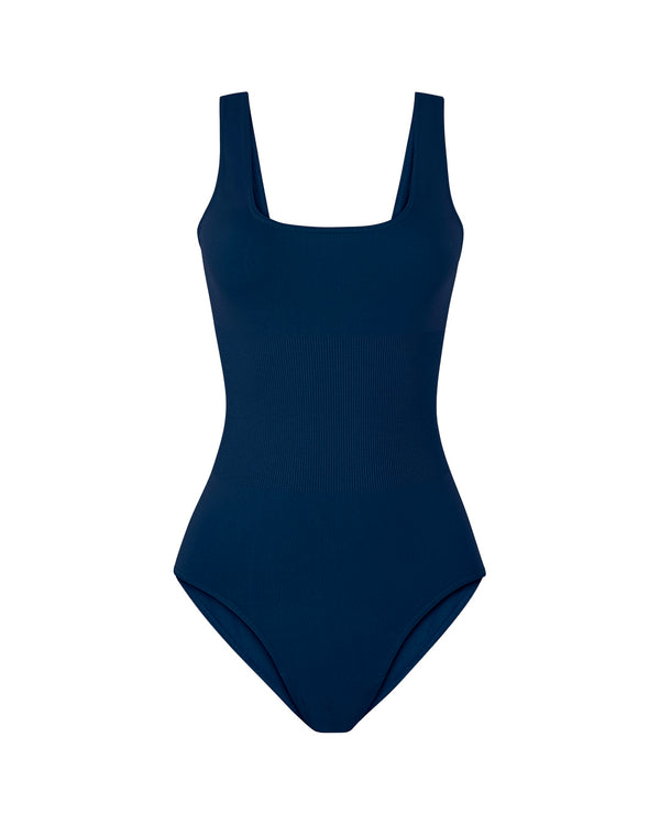 AMOROUS Black One-Piece Swimsuit  Square Neckline & Slim Straps