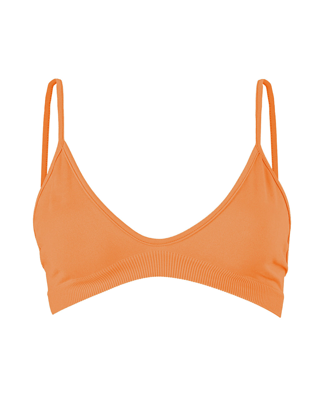 BLISSFUL Apricot Top, Curved Low Cut with Spaghetti Straps, Ribbed Band  Support, Versatile as Bra/Bikini/Sports Top