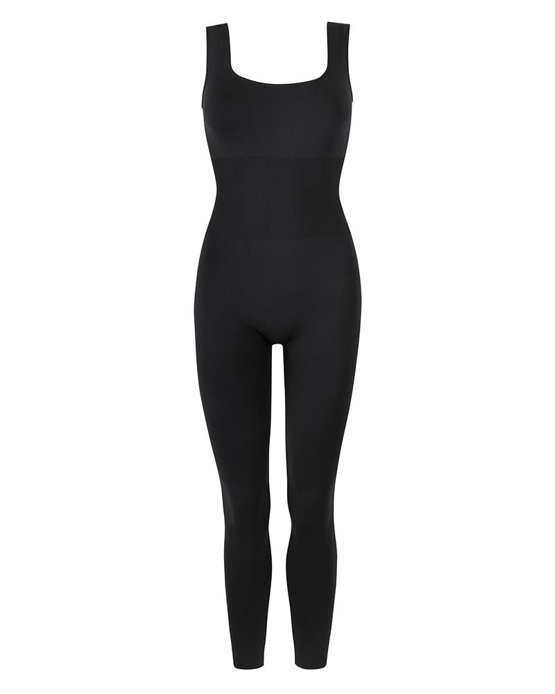 front product shot of Sculpt unitard in black