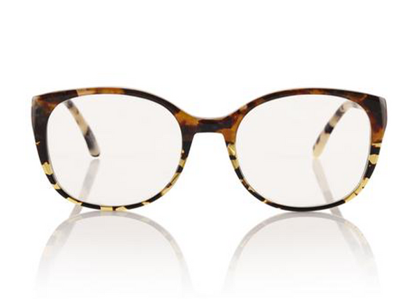 TOKYO Optical - Amber & Cream Tortoiseshell. The frame is futuristic yet simple, lightweight medium to small style size - w/ rounded edges make it suitable for all face shapes. 