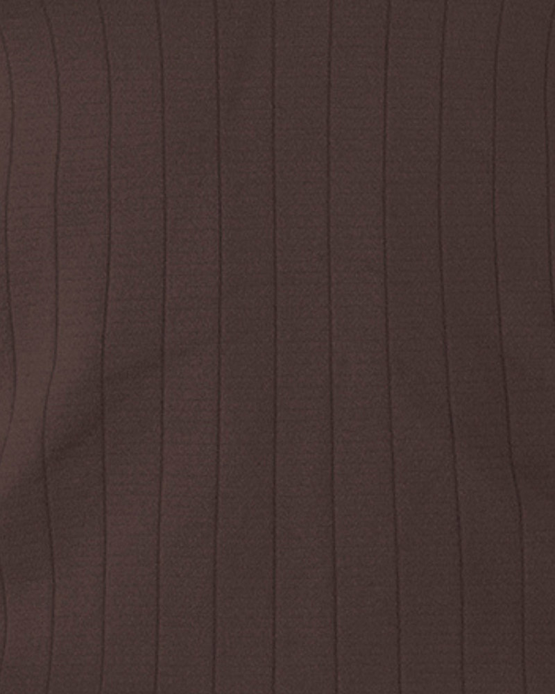 close up image of sapient flat ribbed sculpting t-shirt in chocolate brown - prism2 london