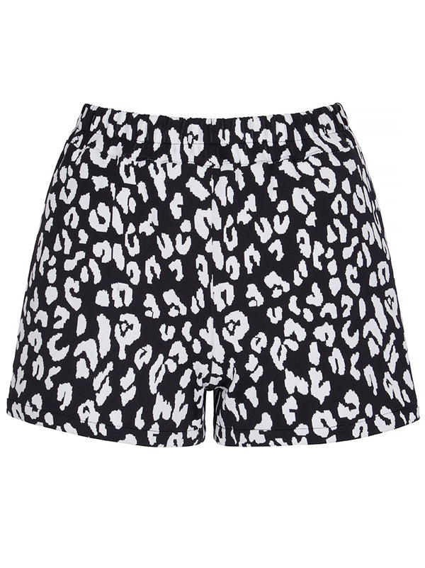SHORTS - Black Leopard. A classic PRISM shorts made from the finest fabrics. Relaxed a-line shorts slip on w/ elastic waistband, sitting on the hip.