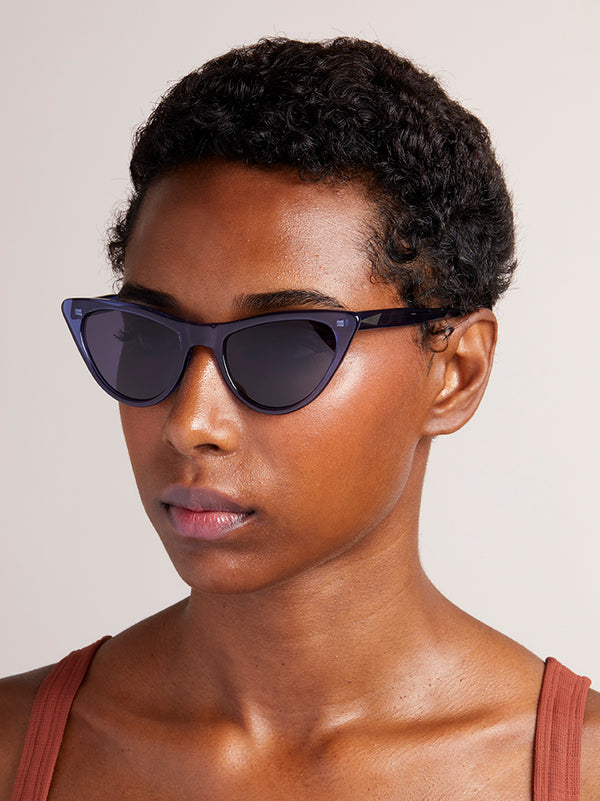 OFF-WHITE Accra Cat-Eye Marbled Sunglasses Navy Blue/Multi/Blue