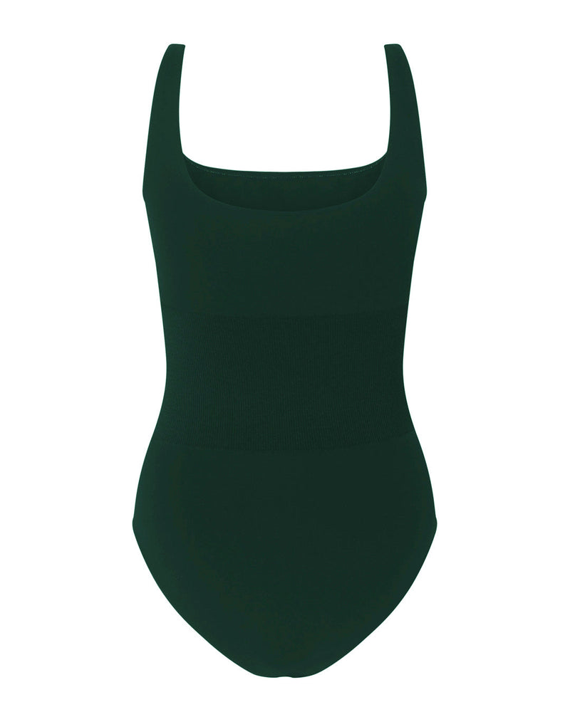 Amorous one-piece swimsuit | dark green - back | tummy control - supportive swimwear |  tummy control bathing suit  | plus size swimsuit |  Shape Control Bathing Suit | curvy women swimwear - control bathers - PRISM²  
