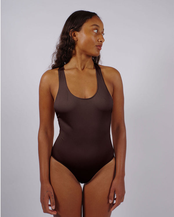 ZEALOUS - One-piece Swimsuit - Chocolate Brown