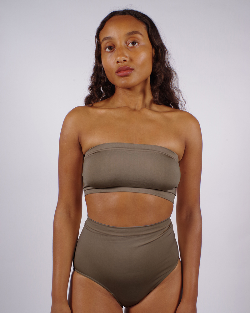 CAPTIVATING - Muddy Grey - Simple bandeau that is multi-functional as a bikini top and underwear. Made for support and comfortability.