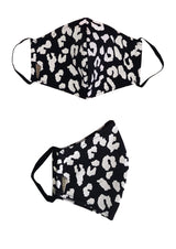 MASK - Black Leopard. Masks handmade in Italy using excess swimwear material, for sustainability. All fabric is breathable and water resistant. Every mask has its own unique design and fabric. Protect yourself, your loved ones, and the environment. This fabric is a lightweight, traditional swim fabric.