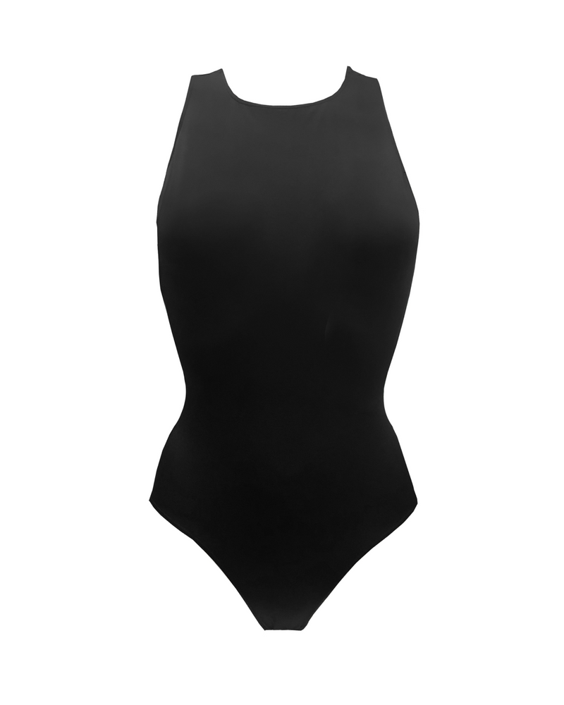 Glowing One Piece Swimsuit Black Shaping Tummy Control