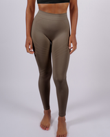 model wears Lucid leggings in Muddy grey - PRISM² - ladies gym leggings- ladies workout leggings- Plus size gym leggings - Ladies gym leggings  Activewear leggings - Supportive - Shaping