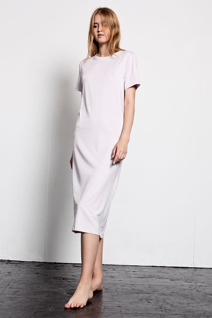 CREW NECK T-SHIRT DRESS | Powder Pink | Image 4