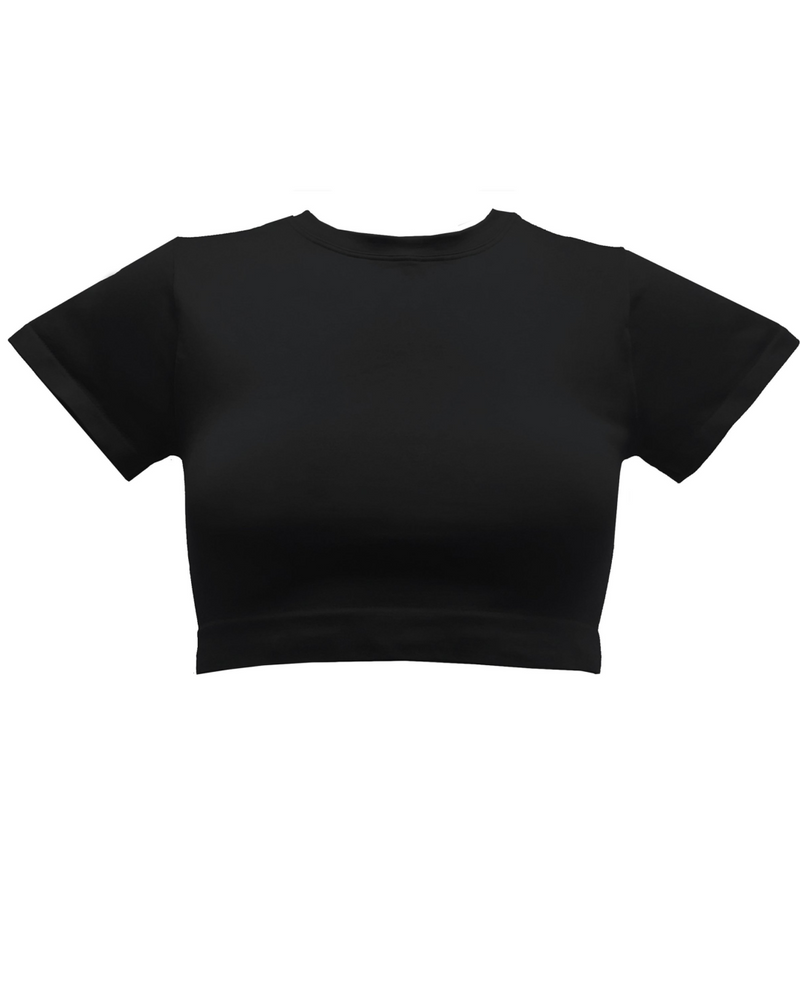 MINDFUL Cropped T-Shirt in Black | Flattering Short Sleeve Top for MINDFUL Cropped T-Shirt in Black | Flattering Short Sleeve Top for