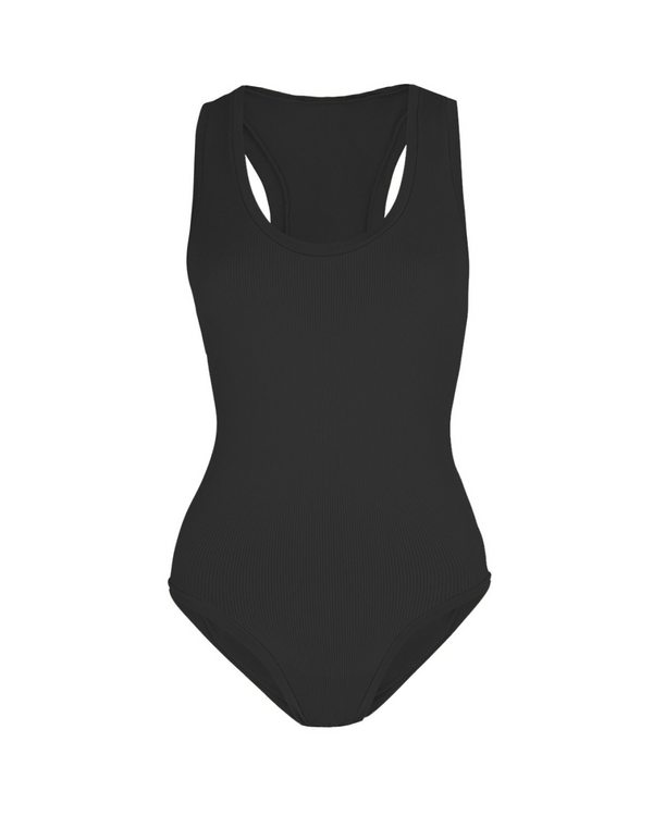 Presence | One-Piece Swimsuit front | Black | Tummy Control Shapewear | Plus Size Bathing Suit |PRISM²