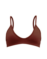 Blissful - Maroon - multi-functional bikini, bralette, sports bra - with low cut and curved neckline for flattering effect and thin elasticated band and spaghetti straps for support.