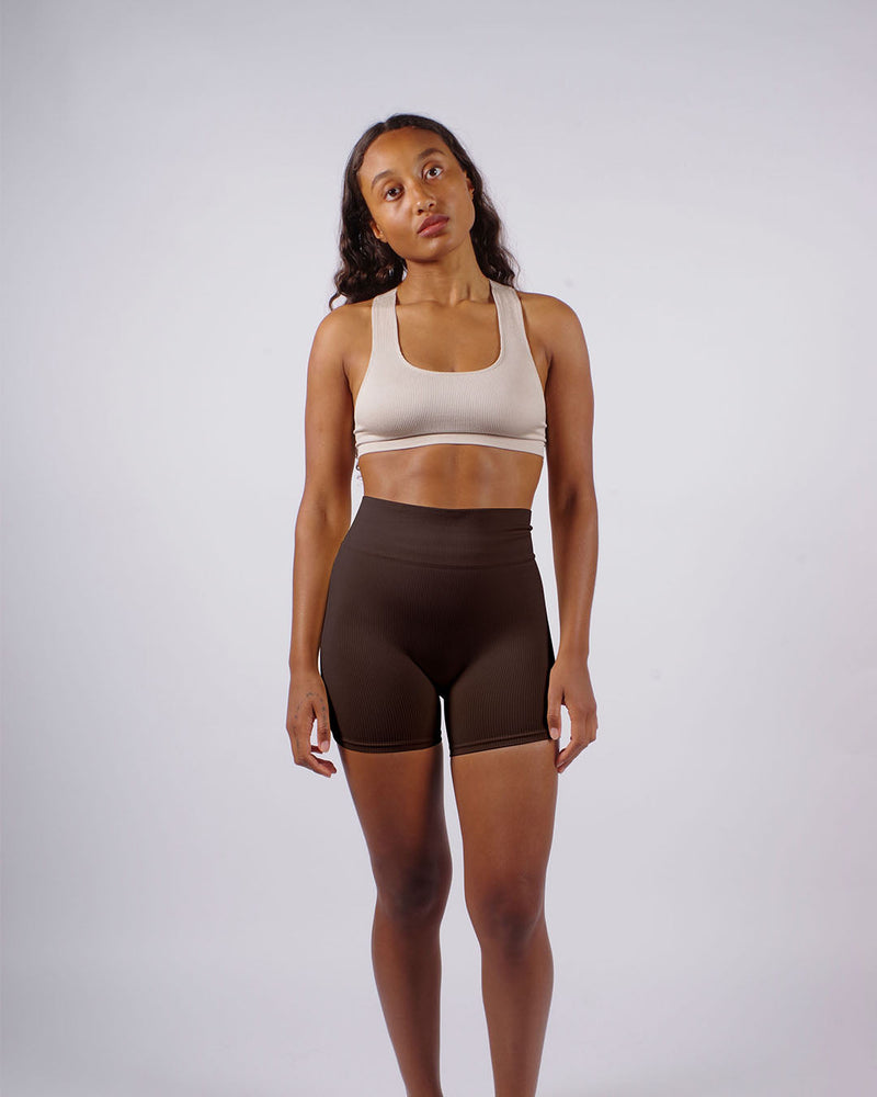 RIBBED COMPOSED Shorts | Chocolate Brown | Image 5